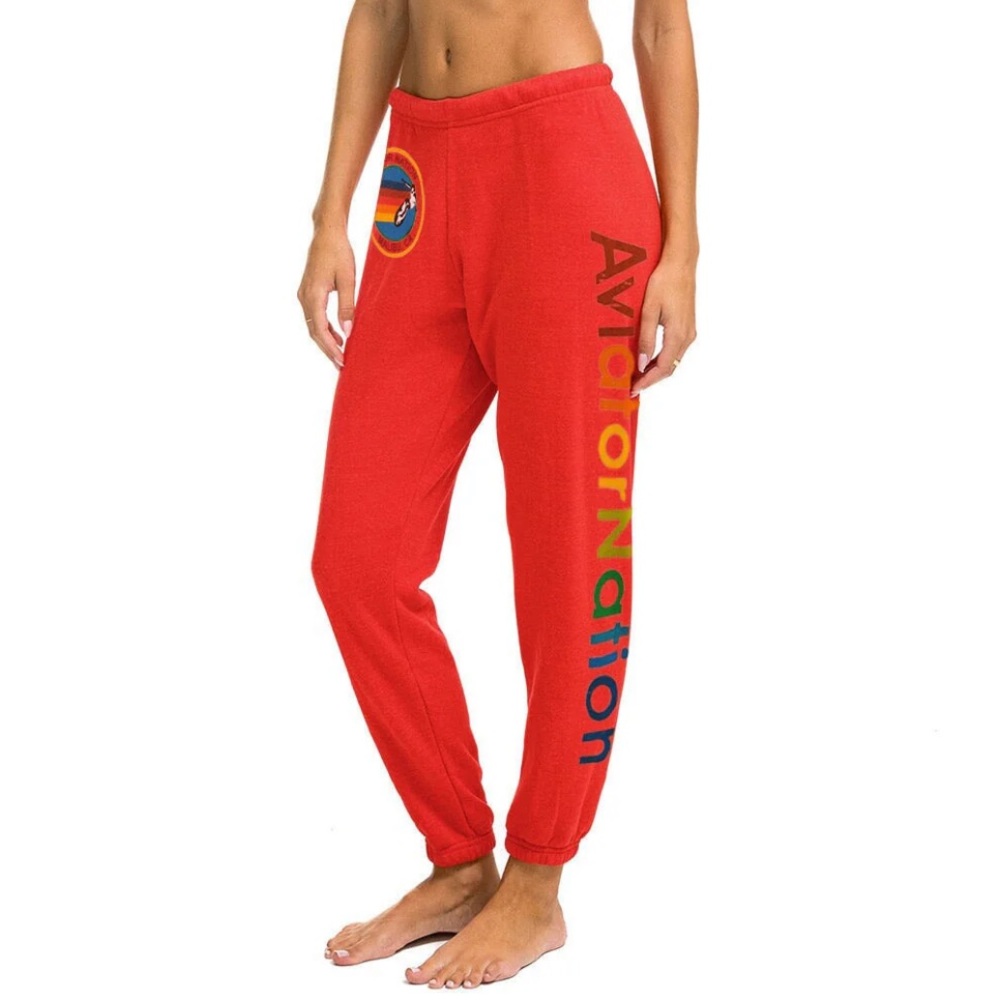 Aviator Nation Malibu Sweatpant Red